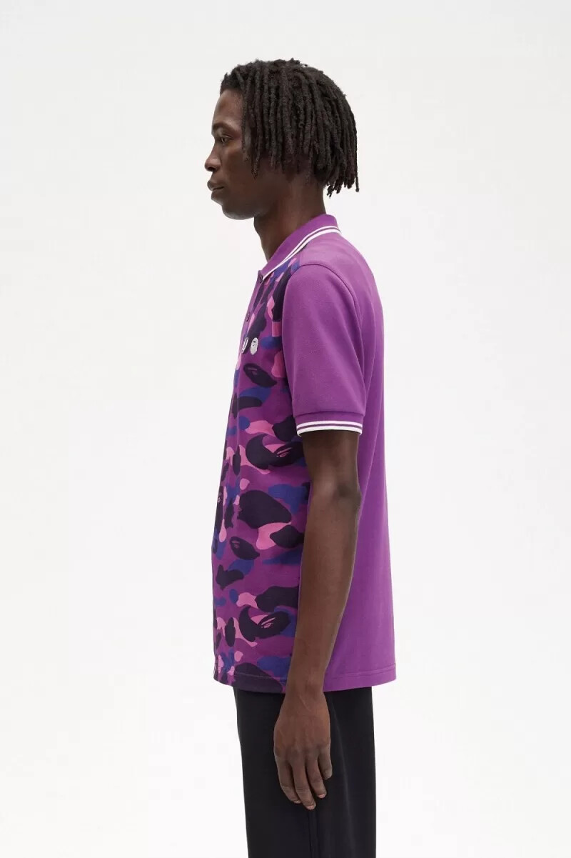 camicia da uomo fred perry camouflage viola