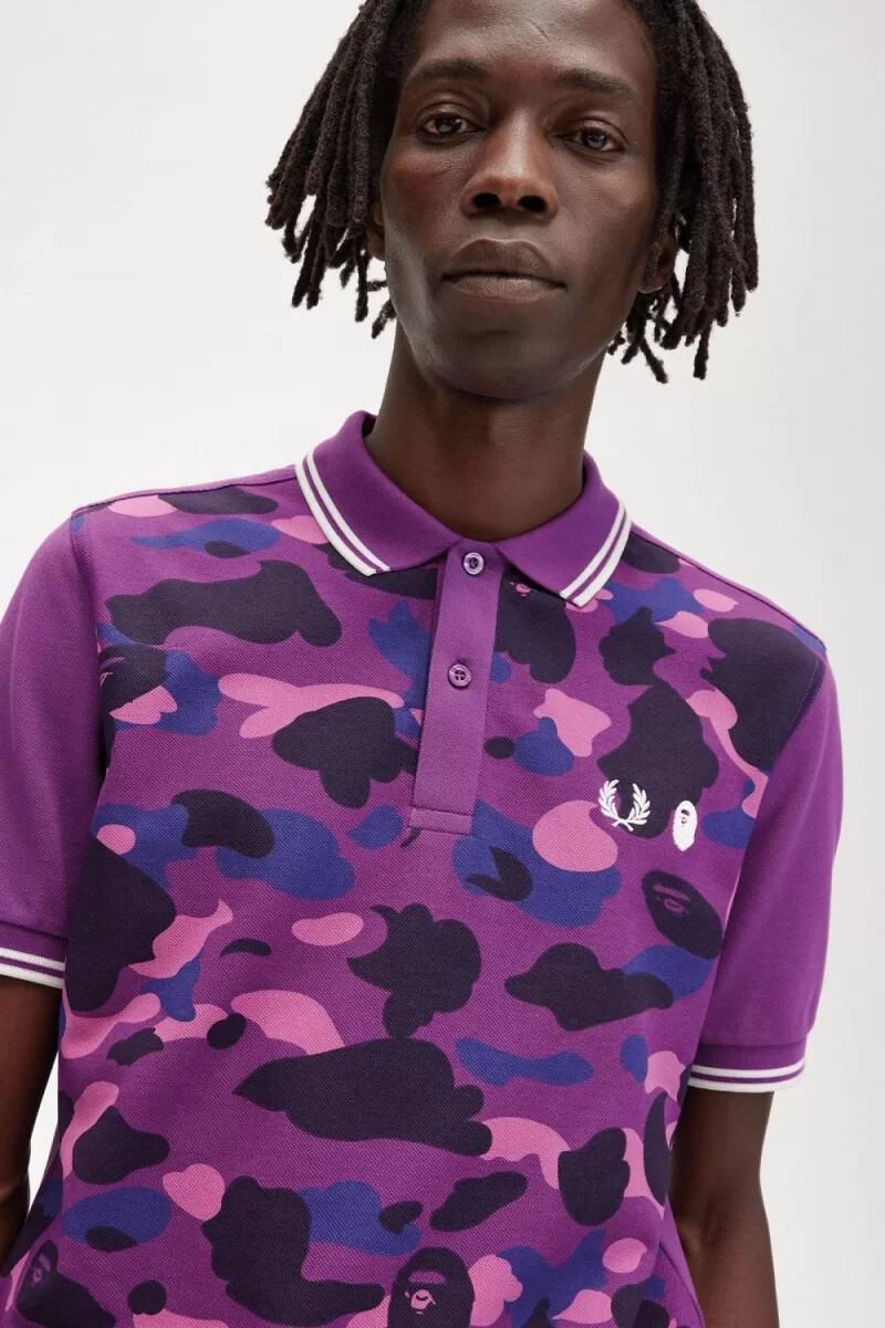 camicia da uomo fred perry camouflage viola