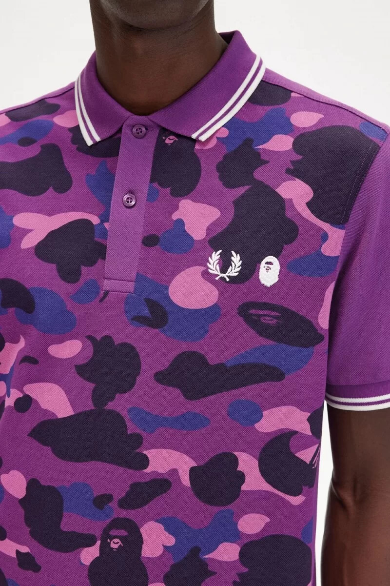 camicia da uomo fred perry camouflage viola
