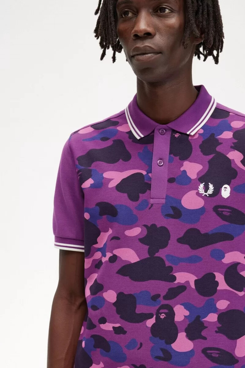 camicia da uomo fred perry camouflage viola