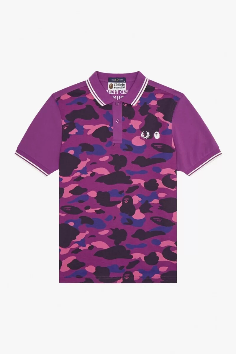 camicia da uomo fred perry camouflage viola