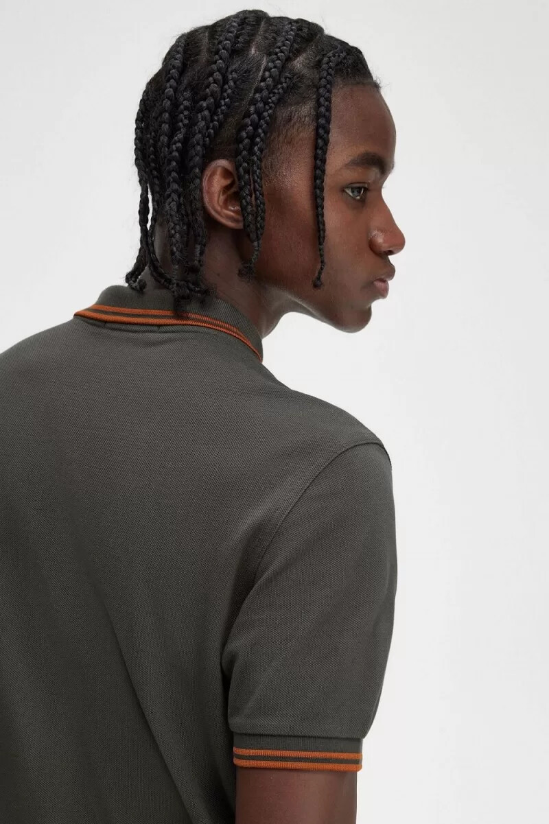 fred perry m3600 camicia da uomo verde campo marrone