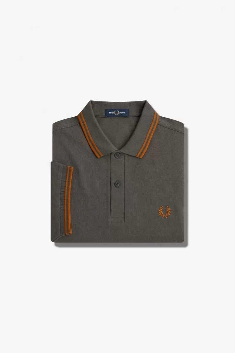 fred perry m3600 camicia da uomo verde campo marrone