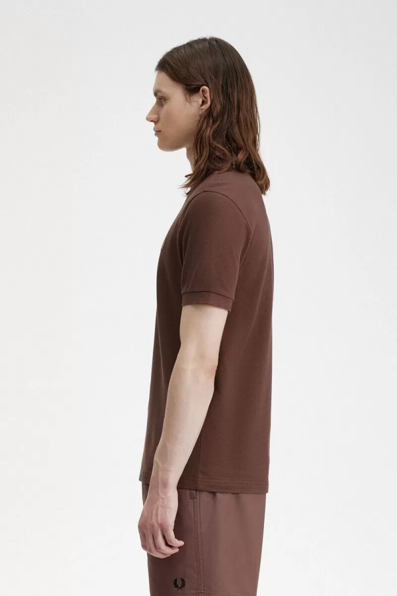 fred perry m6000 camicia da uomo rosso scuro grigio caldo