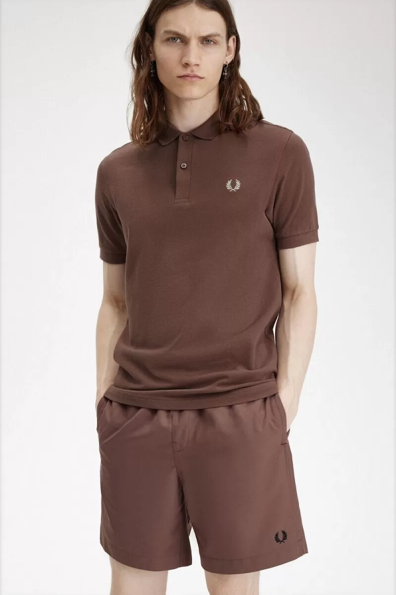fred perry m6000 camicia da uomo rosso scuro grigio caldo