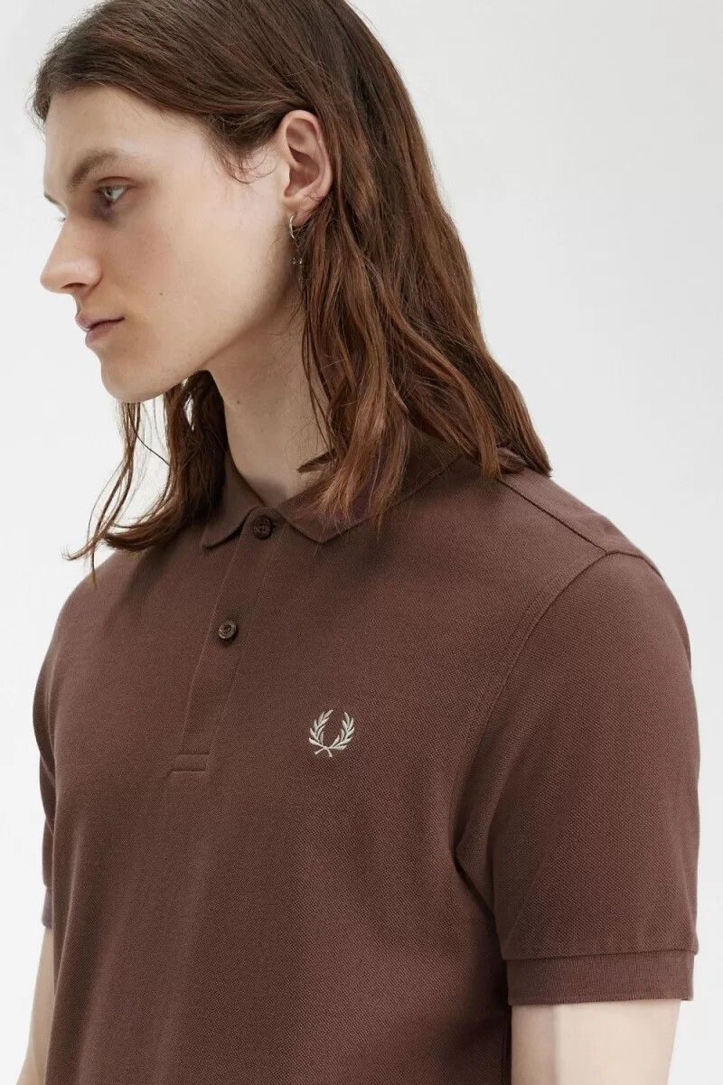 fred perry m6000 camicia da uomo rosso scuro grigio caldo