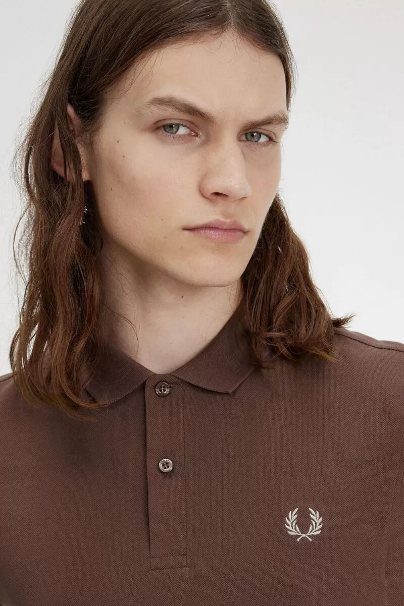 fred perry m6000 camicia da uomo rosso scuro grigio caldo