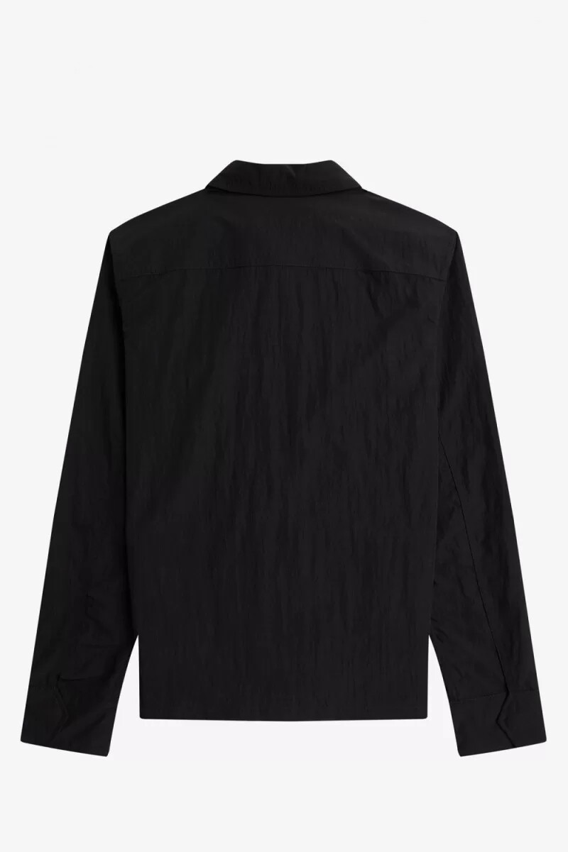 camicia da uomo con zip fred perry nera