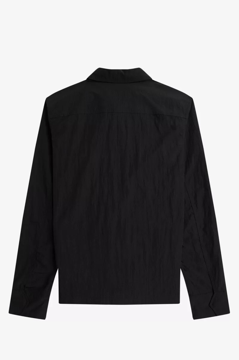 camicia da uomo con zip fred perry nera