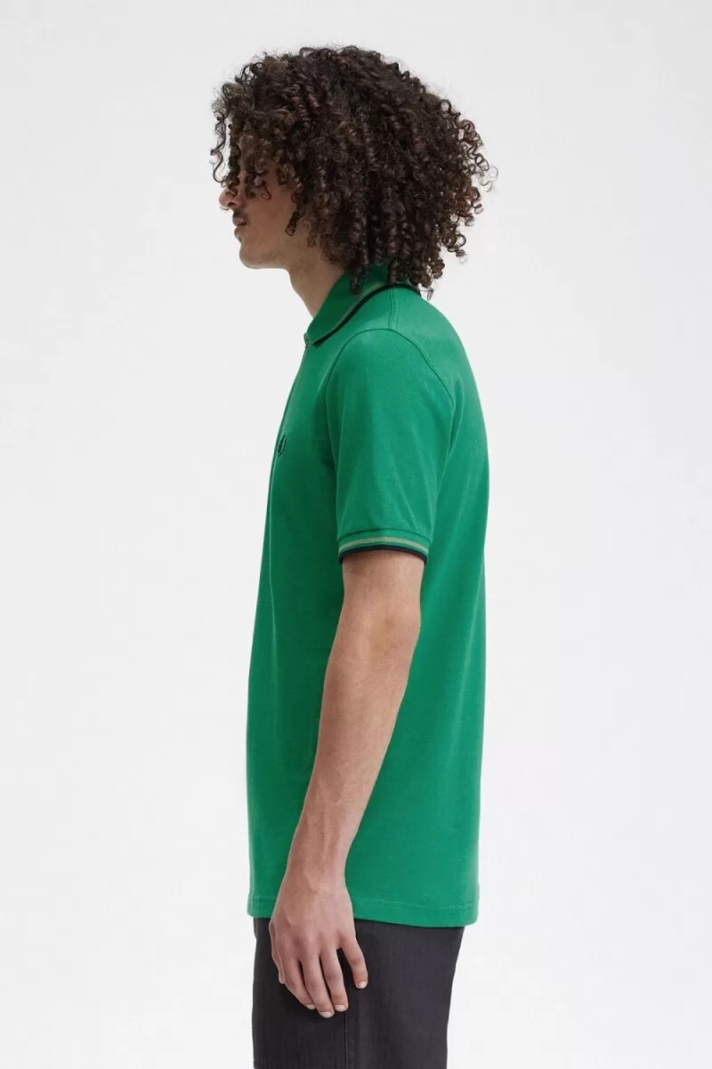 fred perry m12 camicia da uomo verde campo verde nero