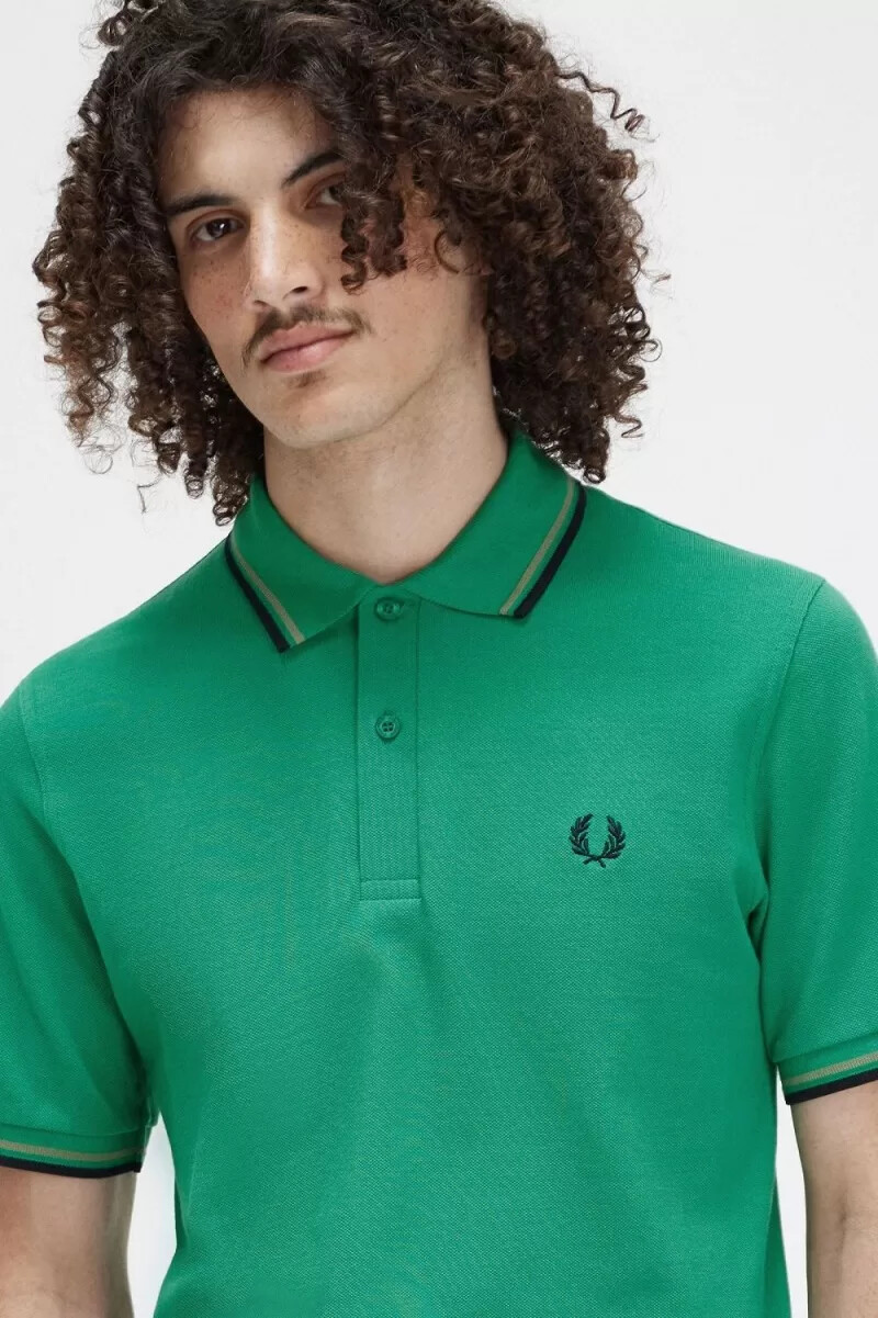fred perry m12 camicia da uomo verde campo verde nero