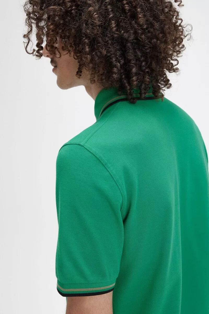 fred perry m12 camicia da uomo verde campo verde nero