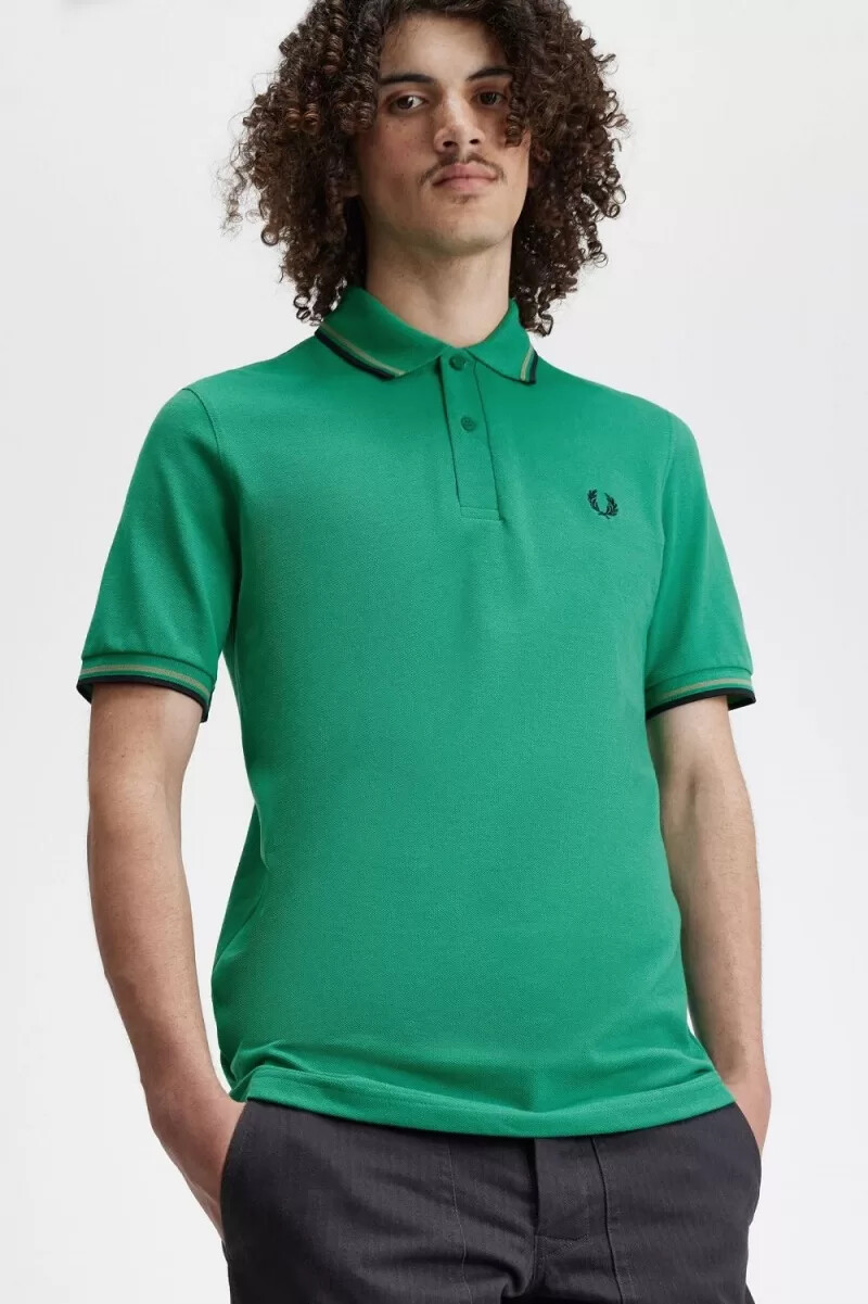 fred perry m12 camicia da uomo verde campo verde nero