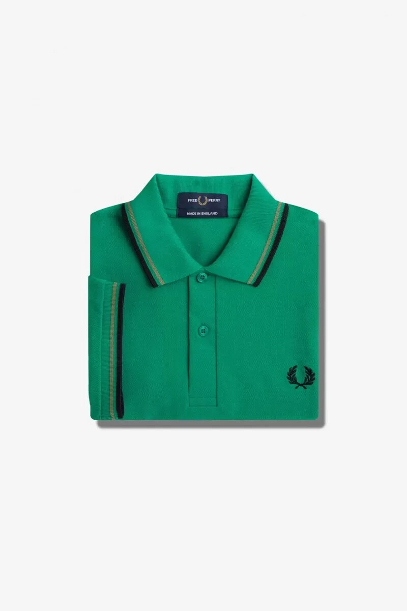 fred perry m12 camicia da uomo verde campo verde nero