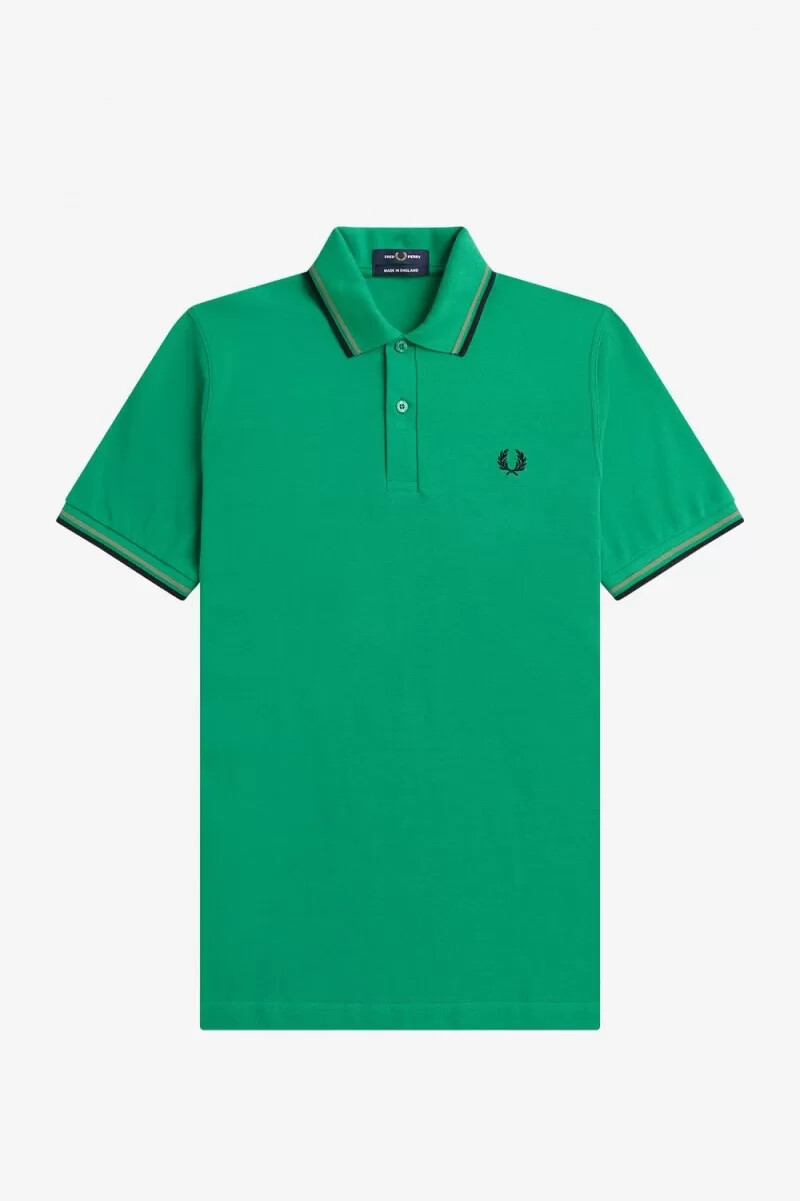 fred perry m12 camicia da uomo verde campo verde nero