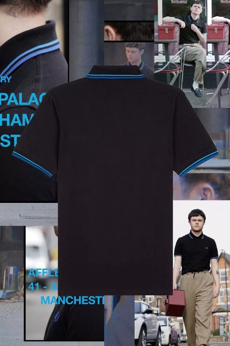 camicia da uomo fred perry m12 nera e blu