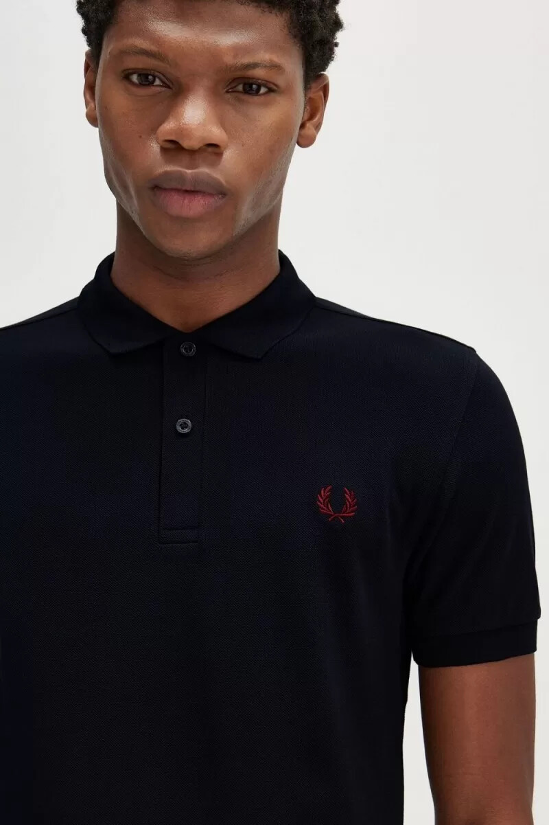 fred perry m6000 camicia da uomo blu navy rosso bruciato