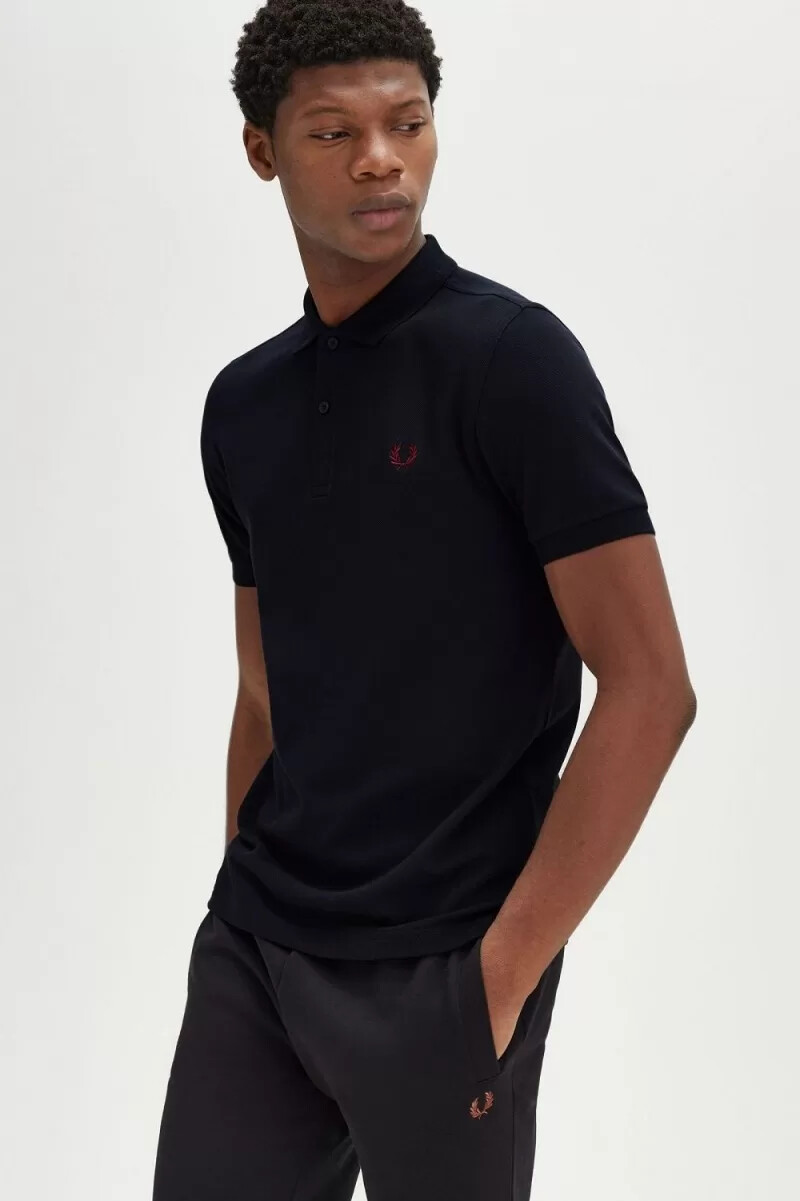 fred perry m6000 camicia da uomo blu navy rosso bruciato