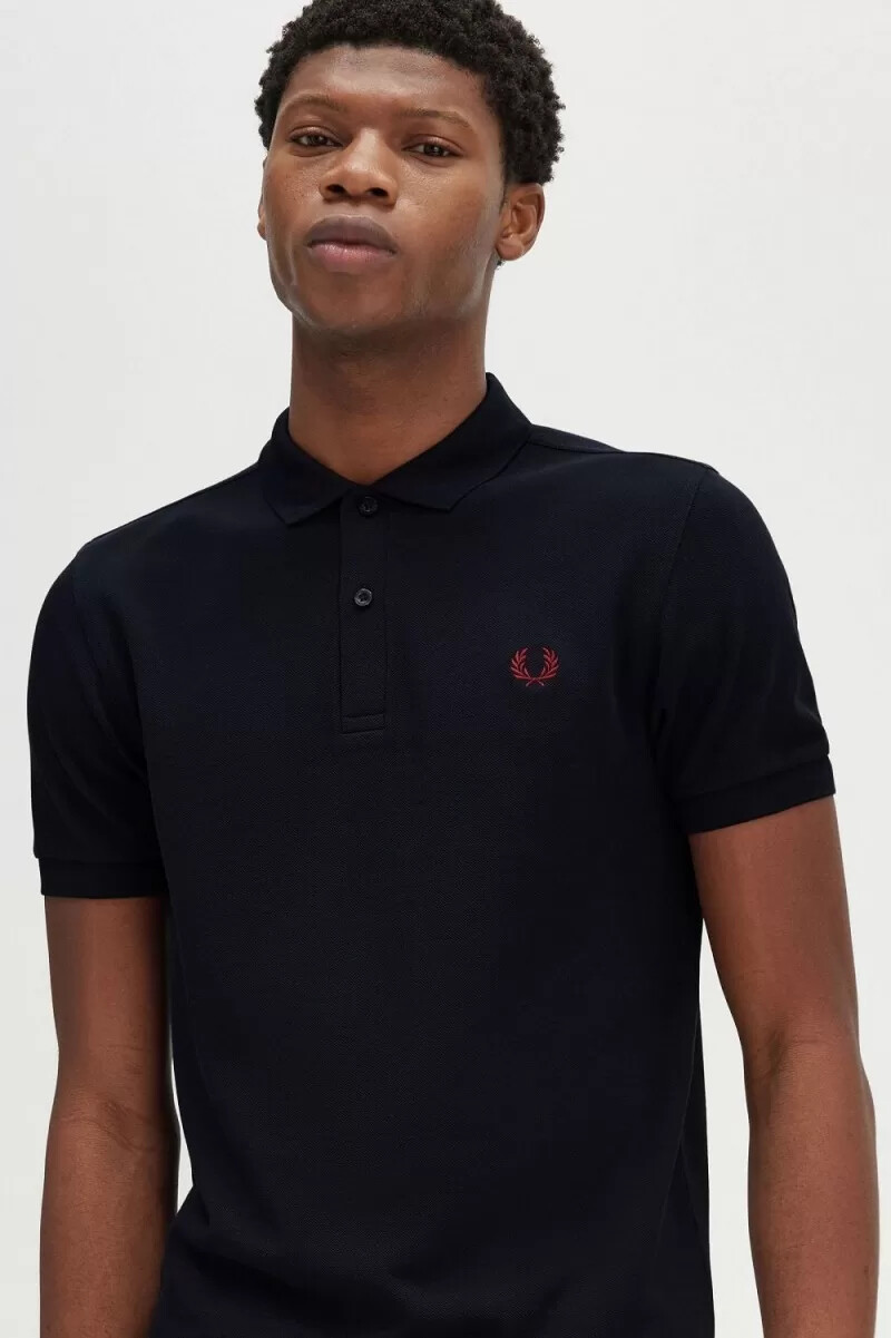 fred perry m6000 camicia da uomo blu navy rosso bruciato