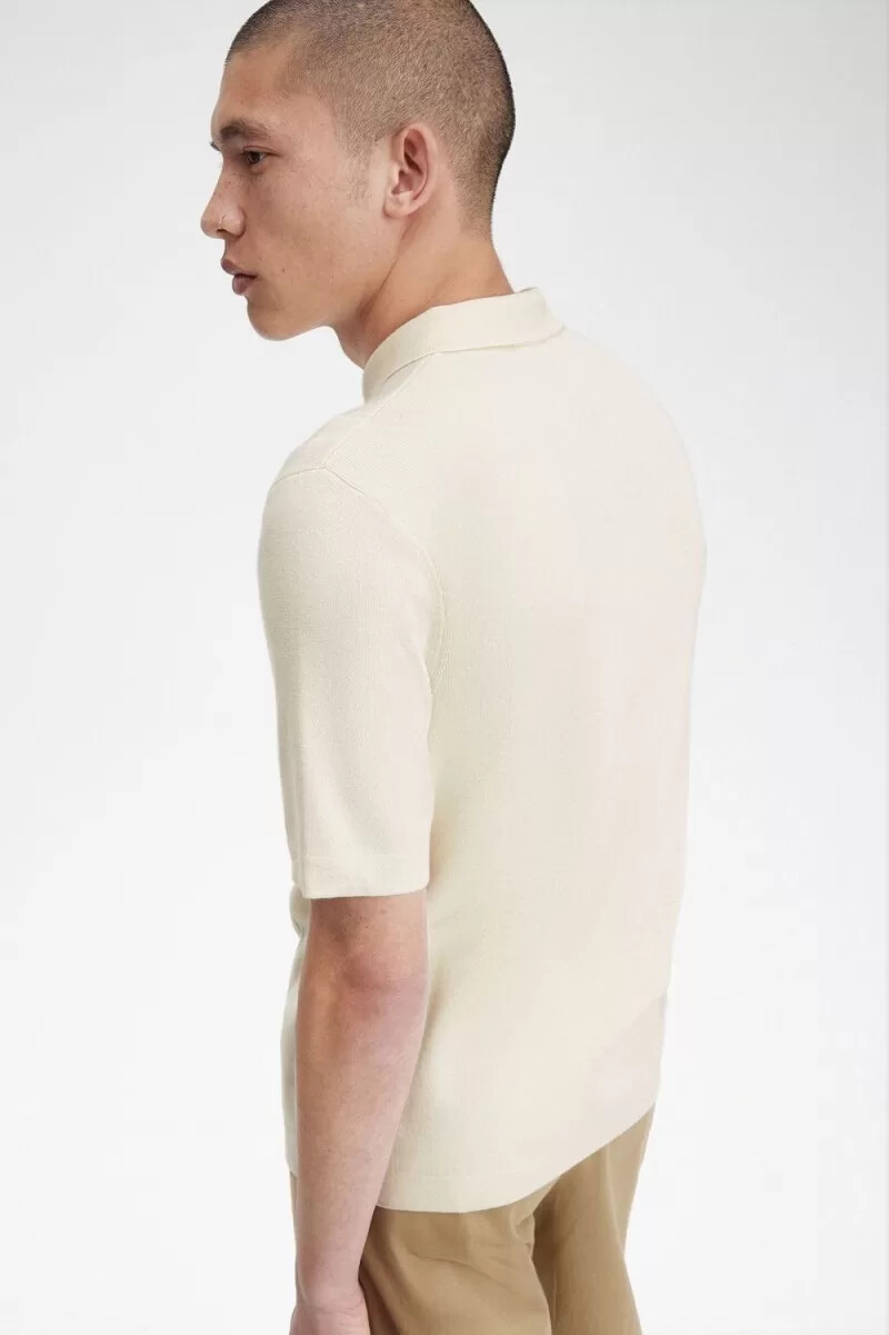 camicia da uomo in maglia con bottoni fred perry beige