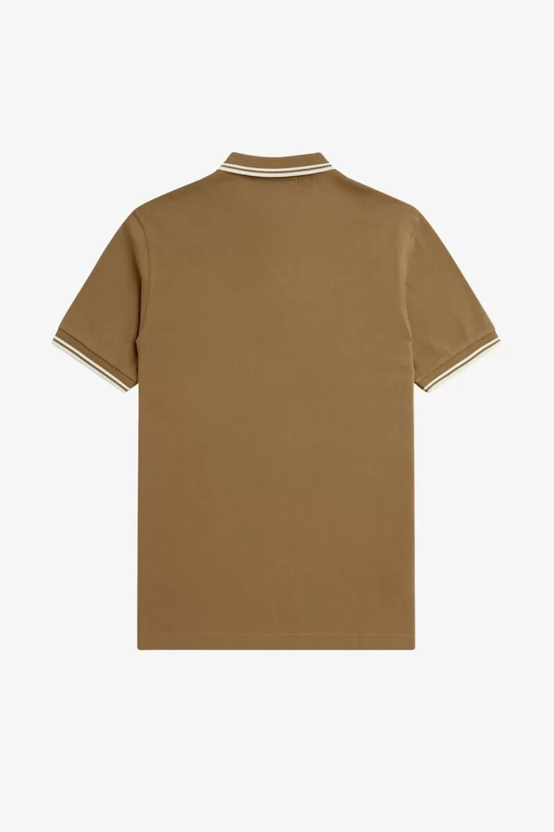 fred perry m3600 camicia da uomo marrone bianco neve beige