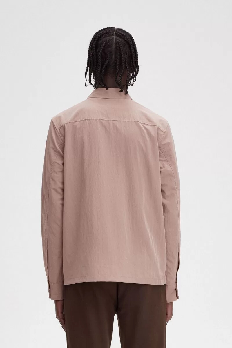 camicia da uomo con zip fred perry rosa scuro
