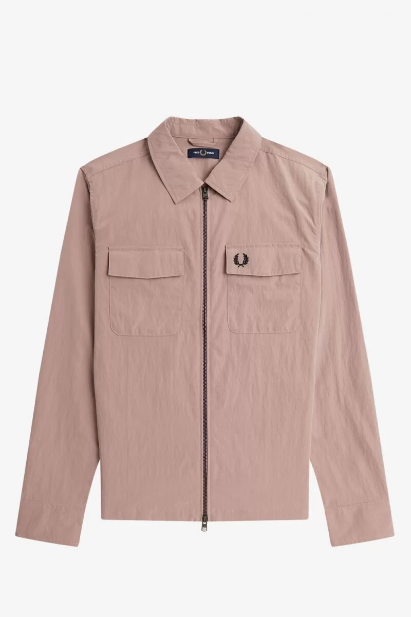 camicia da uomo con zip fred perry rosa scuro