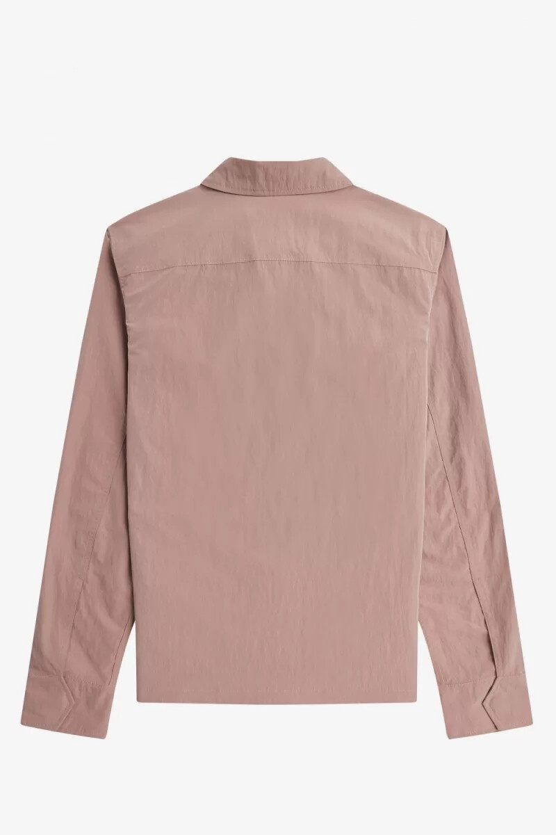 camicia da uomo con zip fred perry rosa scuro