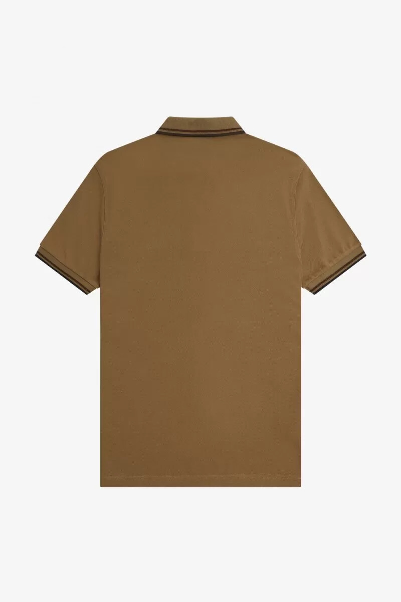 fred perry m3600 camicia da uomo marrone tabacco bruciato nero