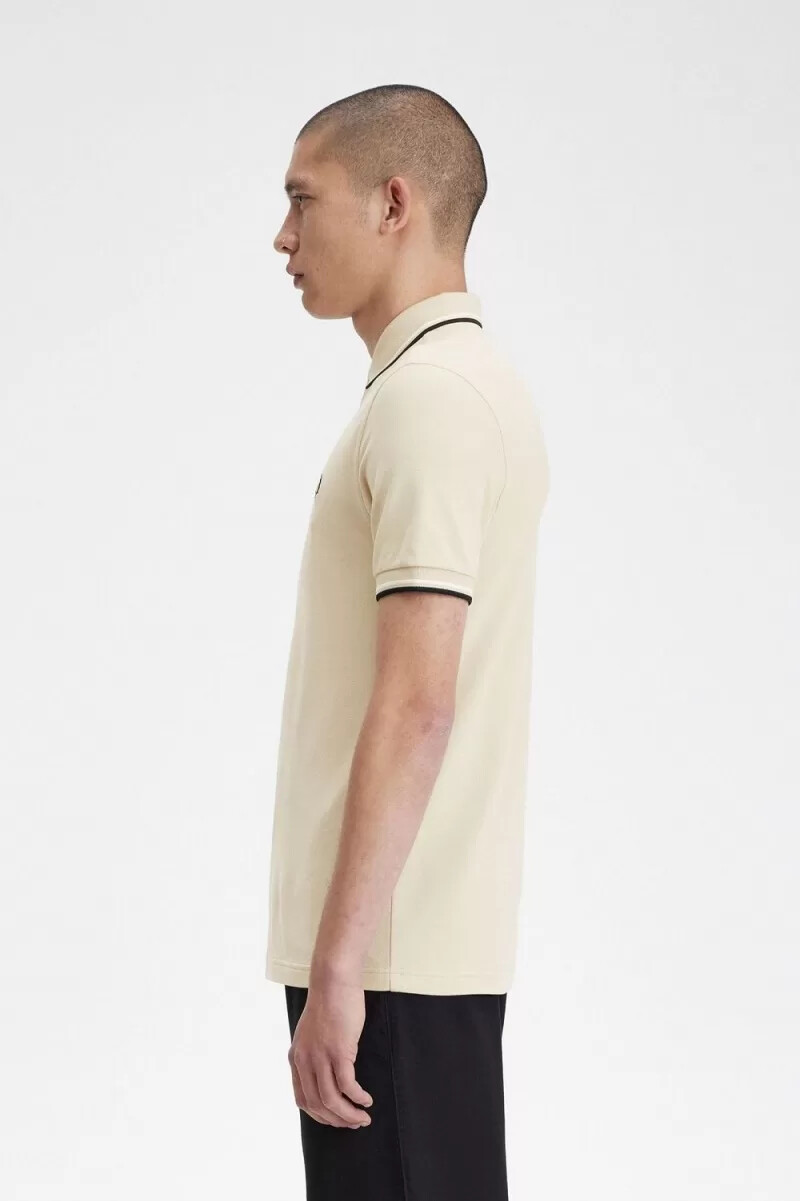 fred perry m3600 camicia da uomo color avena beige nero