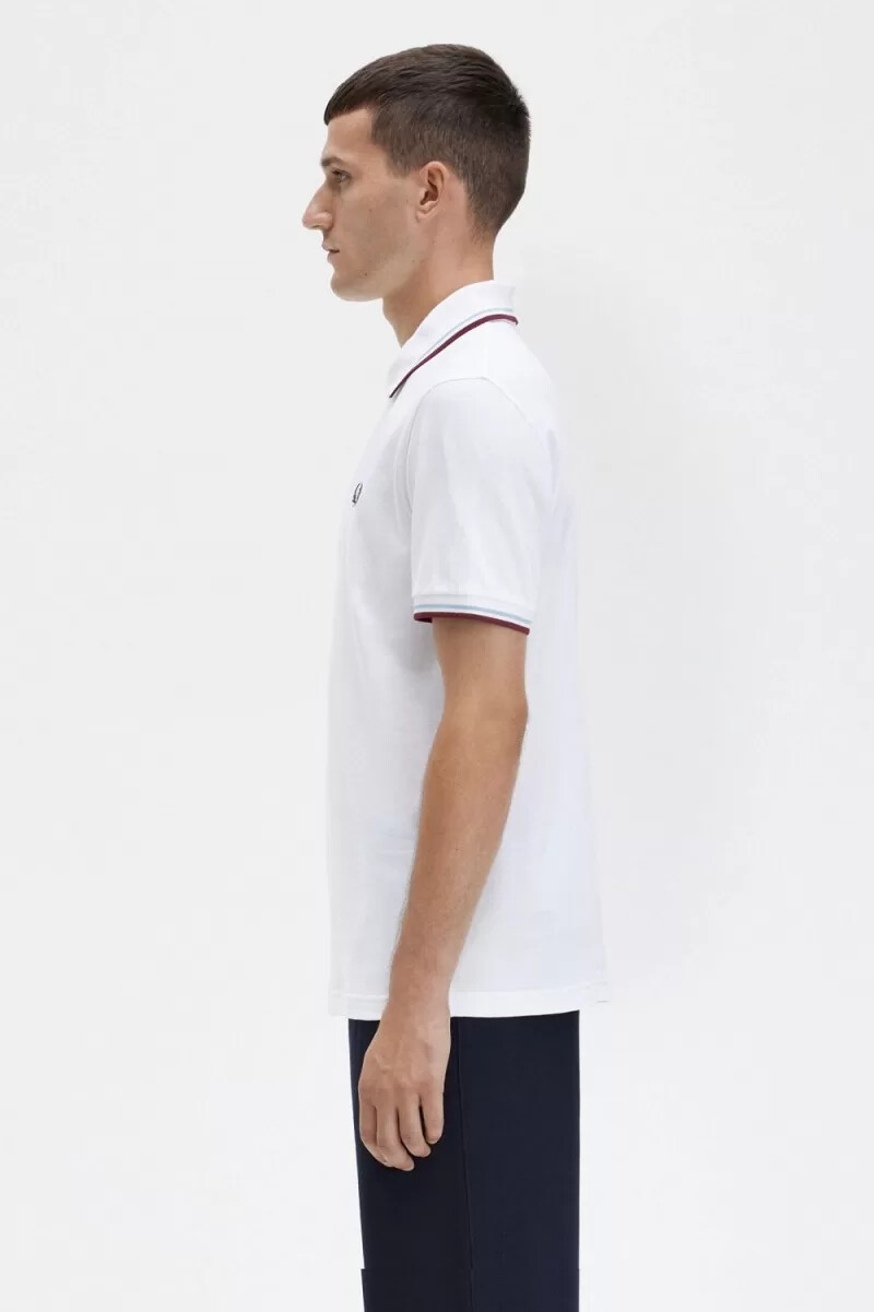 fred perry m12 camicia da uomo bianca acquamarina