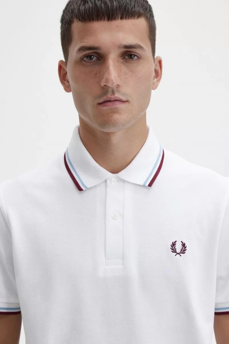 fred perry m12 camicia da uomo bianca acquamarina