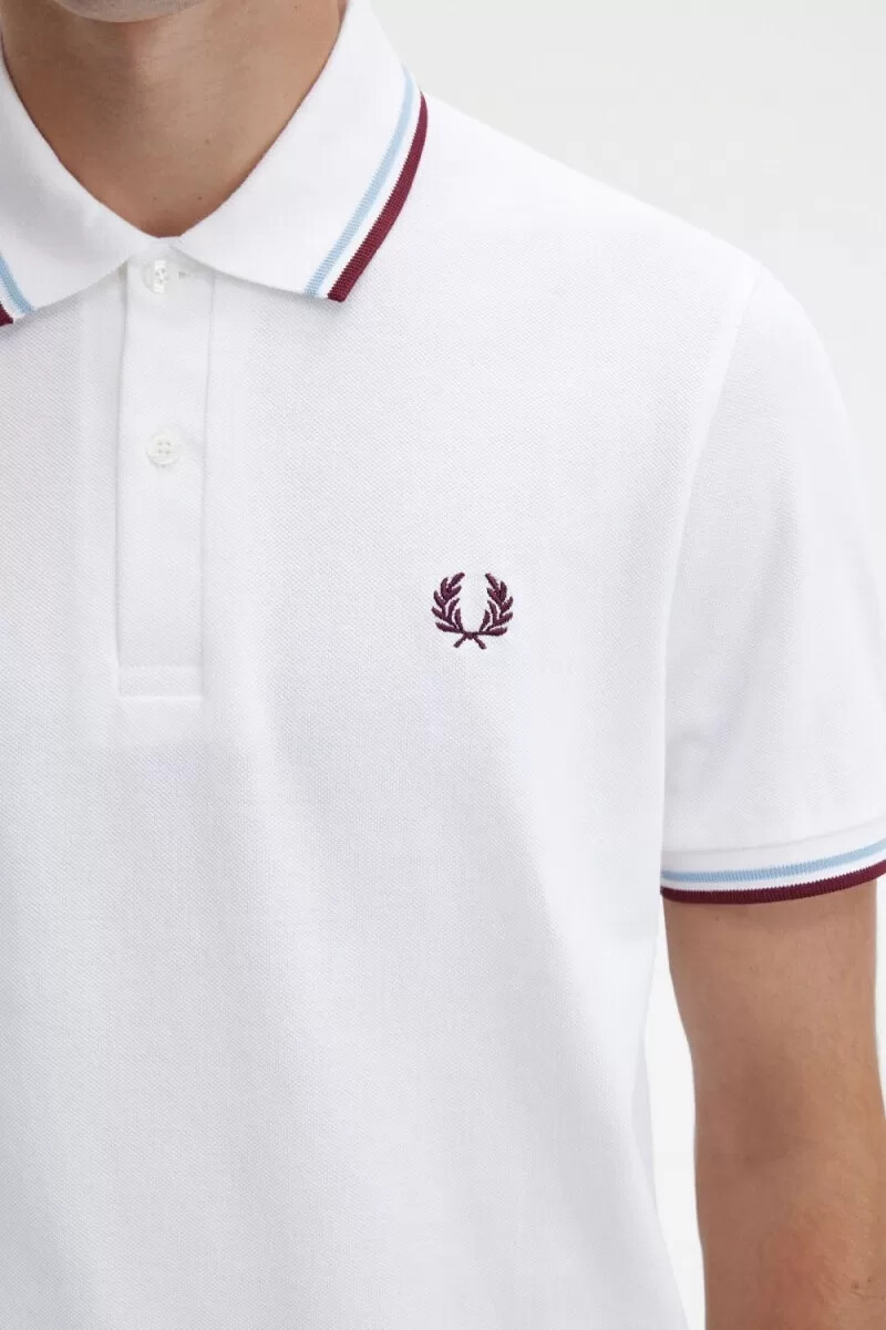 fred perry m12 camicia da uomo bianca acquamarina