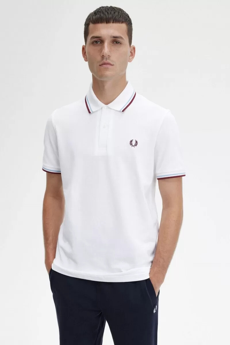 fred perry m12 camicia da uomo bianca acquamarina