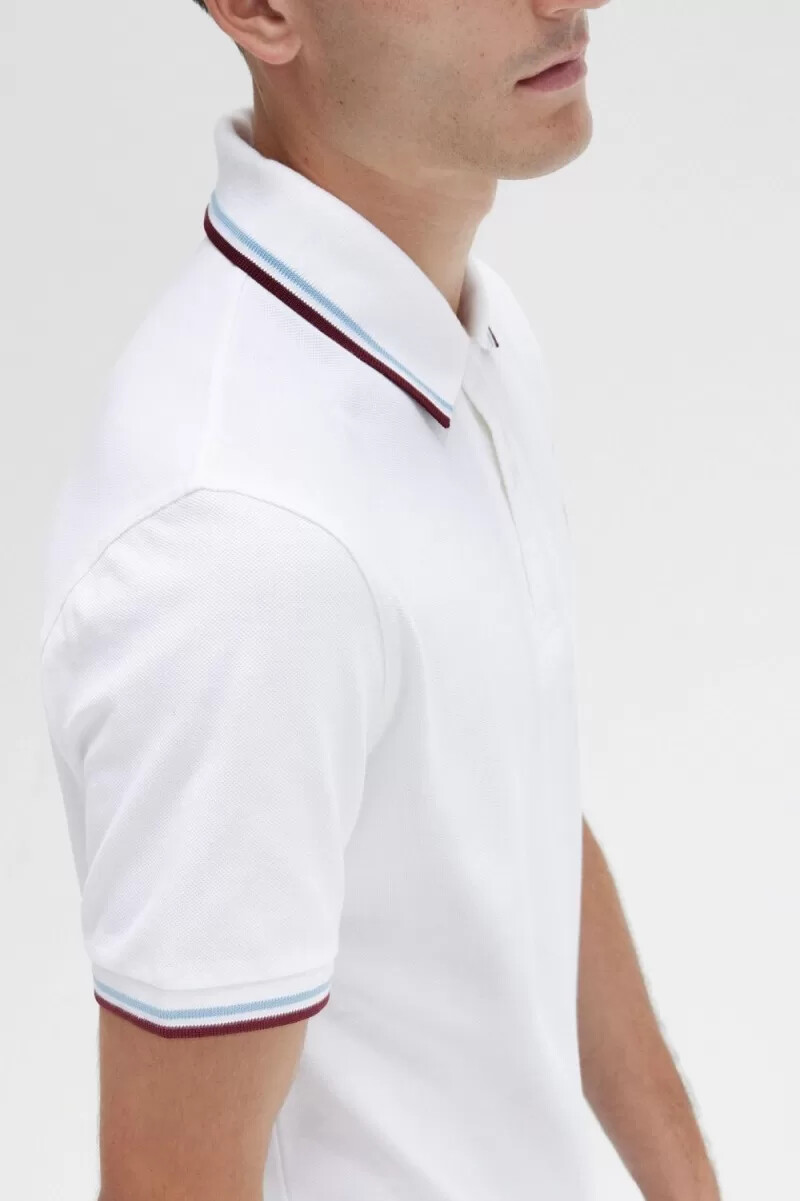 fred perry m12 camicia da uomo bianca acquamarina