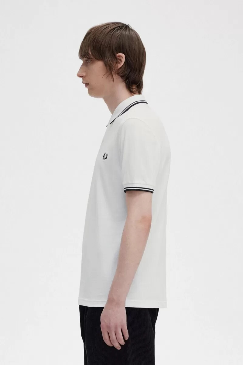 fred perry m3600 camicia da uomo bianca nera