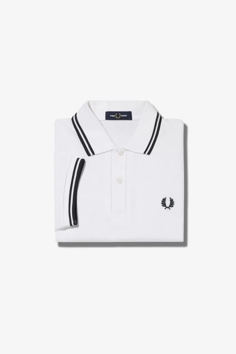 fred perry m3600 camicia da uomo bianca nera