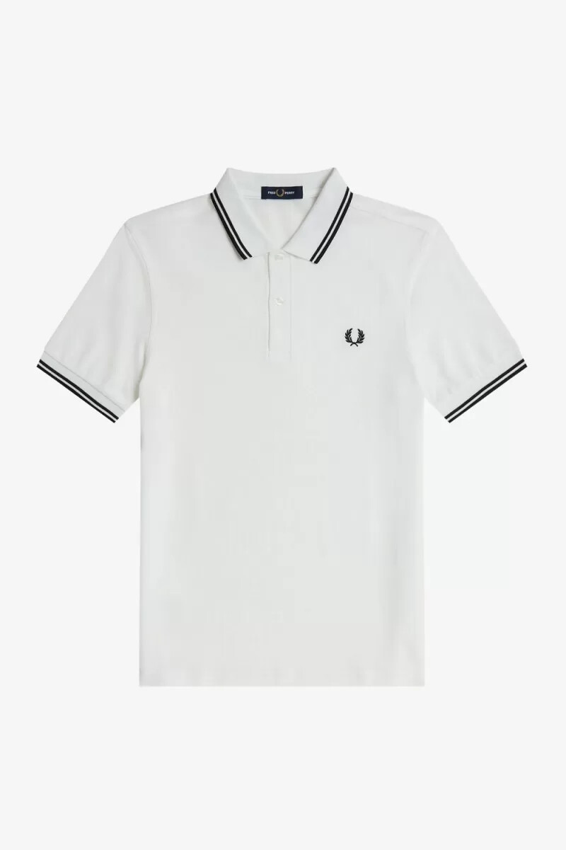 fred perry m3600 camicia da uomo bianca nera
