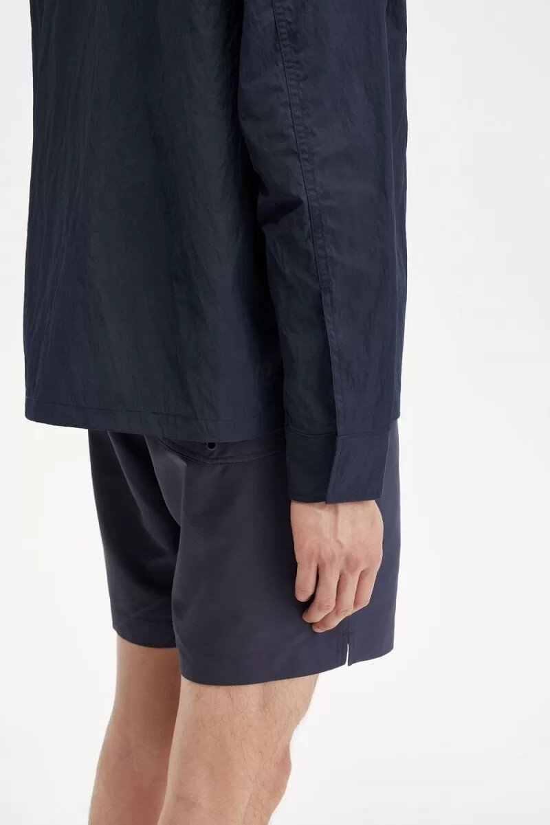 camicia da uomo fred perry con zip testurizzata blu navy