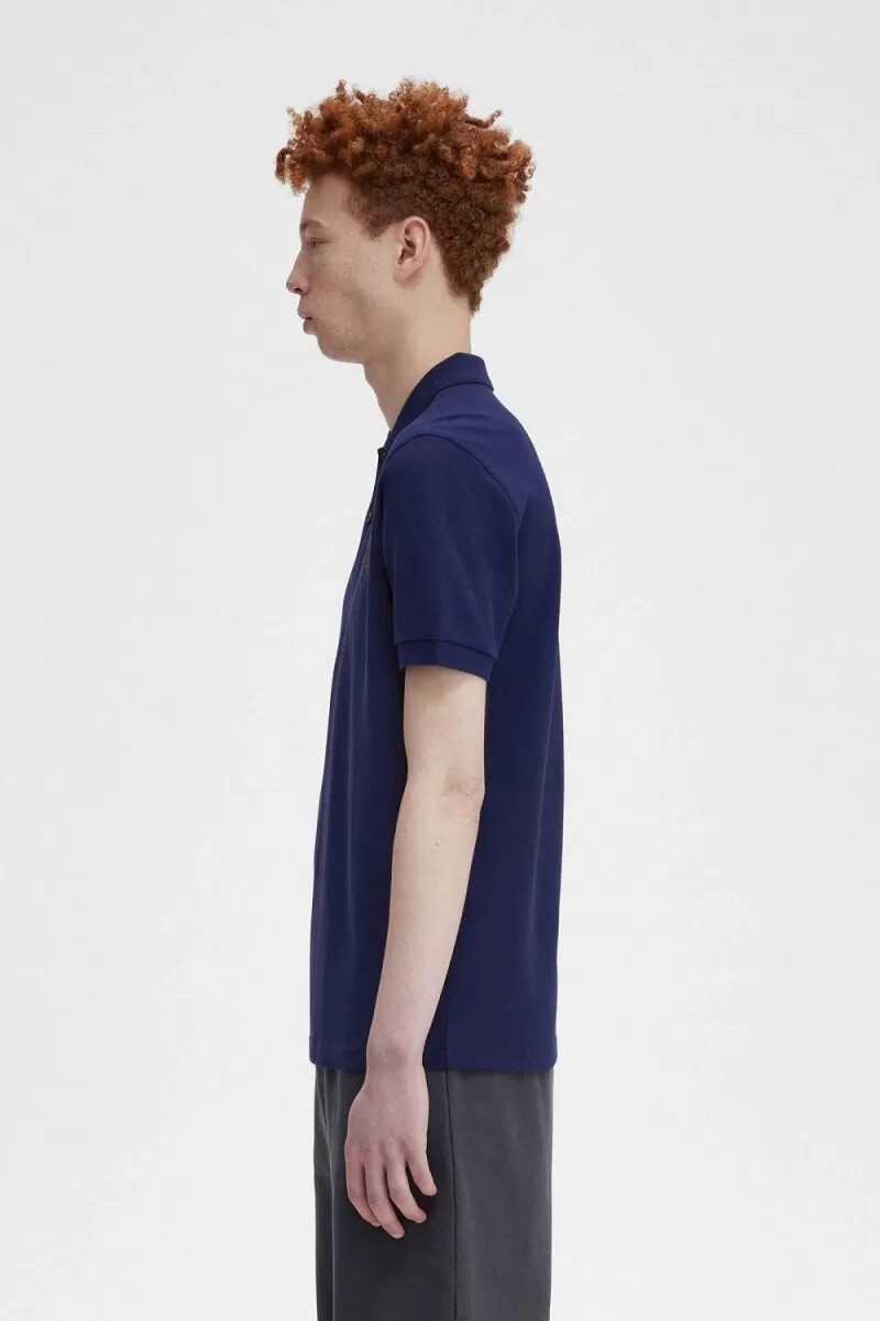 fred perry m6000 camicia da uomo blu navy francese whisky brown