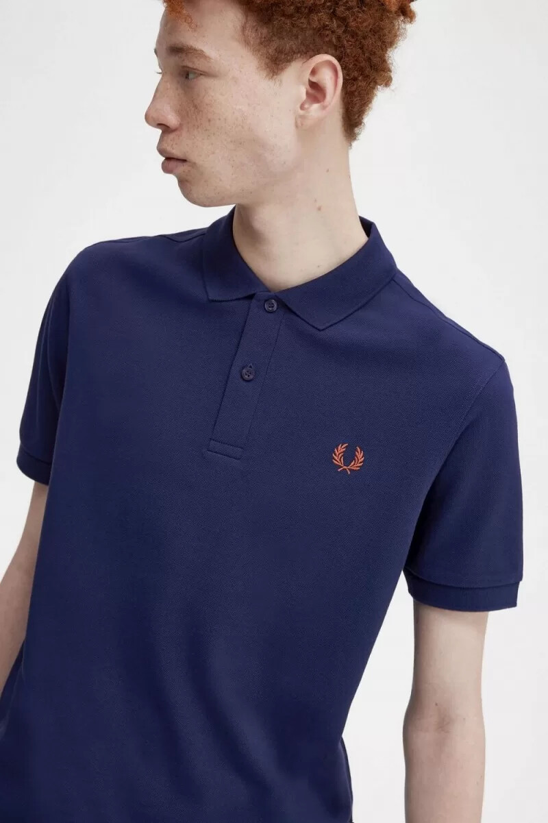 fred perry m6000 camicia da uomo blu navy francese whisky brown