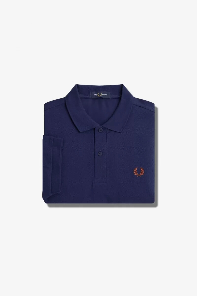 fred perry m6000 camicia da uomo blu navy francese whisky brown