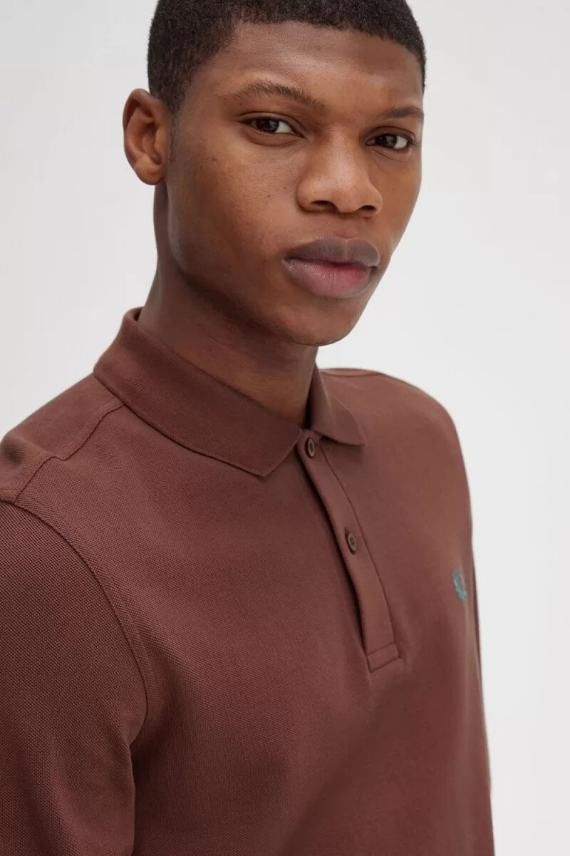 fred perry m6006 camicia da uomo whisky brown menta intenso