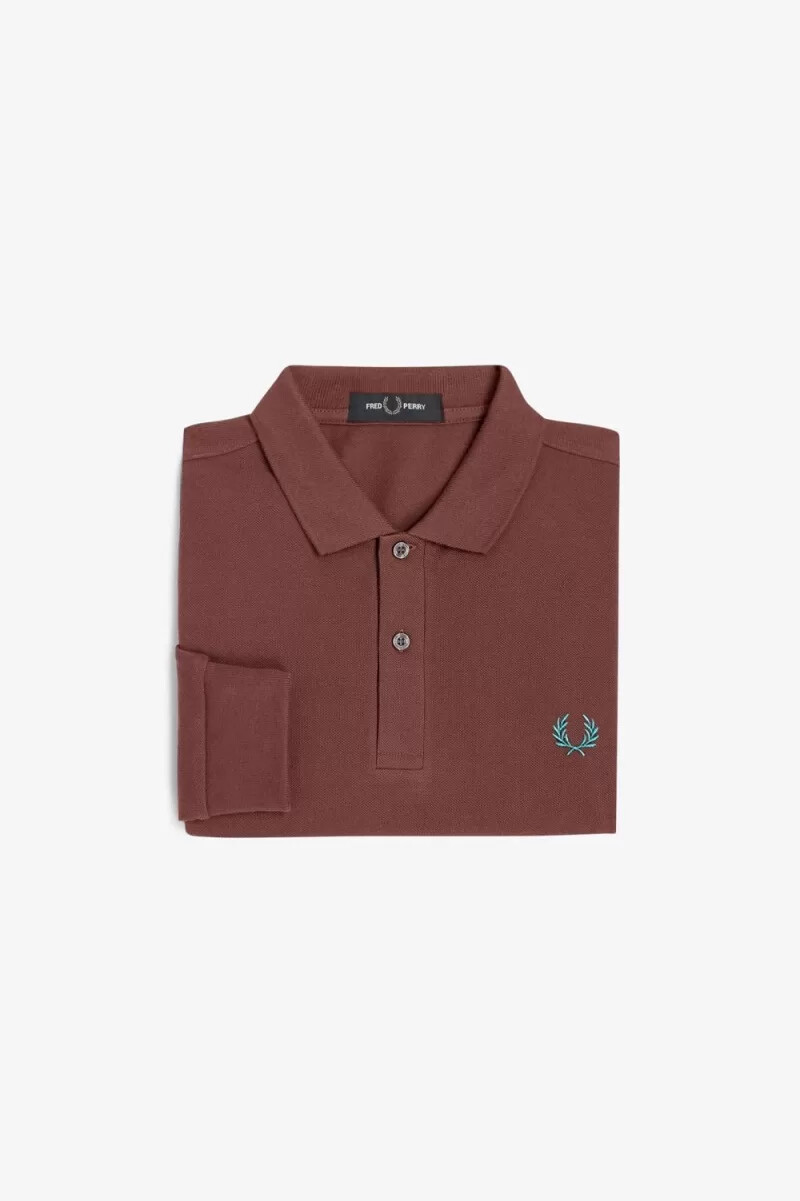 fred perry m6006 camicia da uomo whisky brown menta intenso