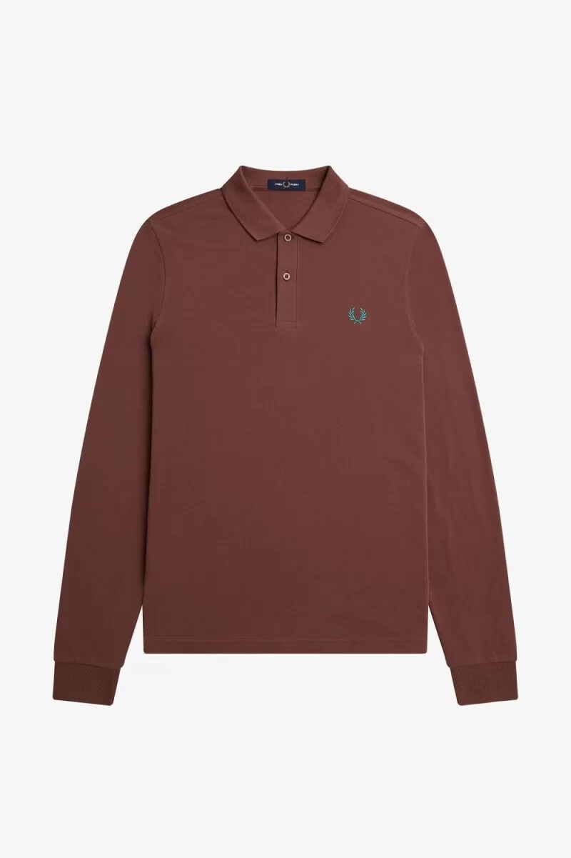 fred perry m6006 camicia da uomo whisky brown menta intenso