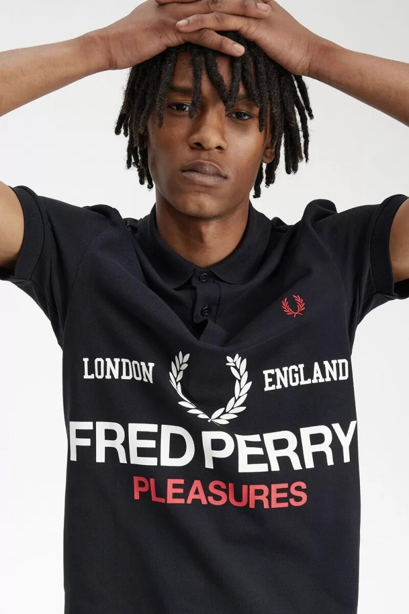 maglietta da uomo con logo fred perry nera