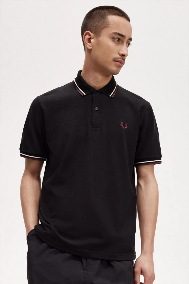fred perry m12 camicia da uomo nera beige sangue di bue