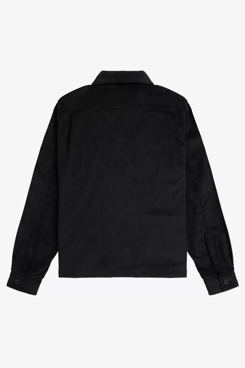 camicia da uomo fred perry needlecord nera