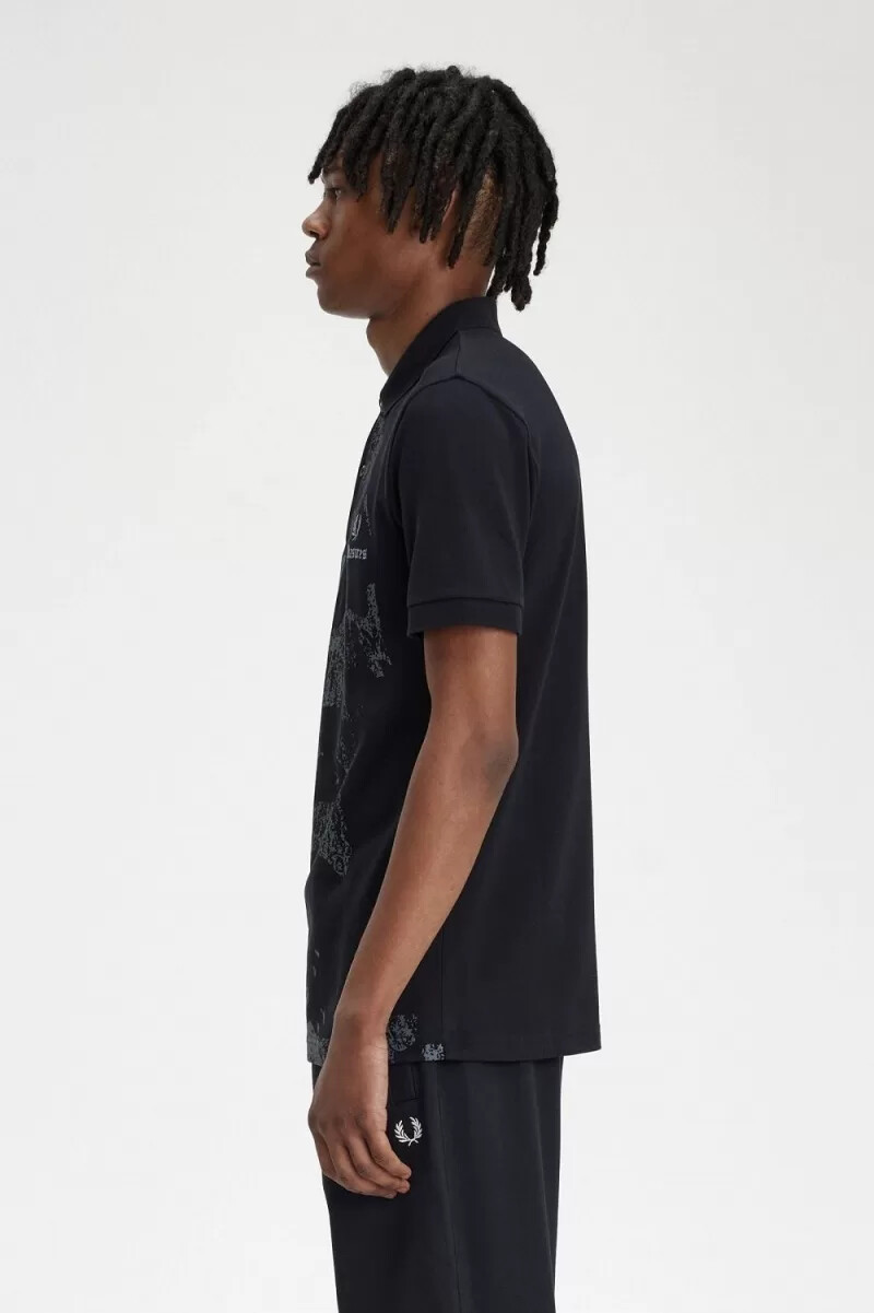 camicia da uomo fred perry skull nera