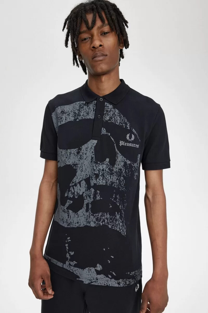 camicia da uomo fred perry skull nera